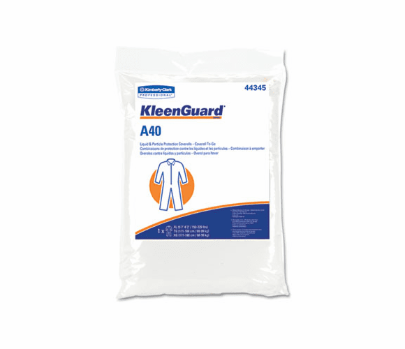 KIM44345 KLEENGUARD A40 Coverall To-Go, Microporous Film Laminate, XXL, White By KIMBERLY CLARK