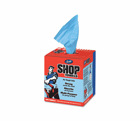 KIM75190 SCOTT Shop Towels, Blue, Double Recrepe, 10 x 13, 200/Box, 8 Boxes/Carton By KIMBERLY CLARK