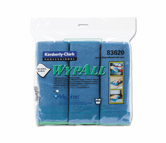 KIM83620 WYPALL Cloths w/Microban, Microfiber, 15 3/4 x 15 3/4, Blue, 6/Pack By KIMBERLY CLARK