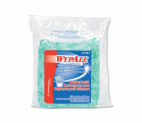 KIM91367 WYPALL Waterless Cleaning Wipes Refill Bags, 10 1/2 x 12 1/4, 75/Pack By KIMBERLY CLARK