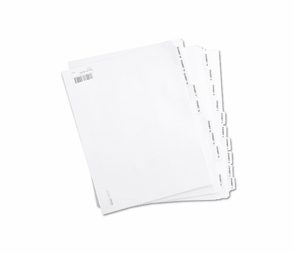 KLF80220 80000 Series Side Tab Legal Index Divider Set, Printed "Exhibit 1"- "Exhibit 20" By KLEER-FAX