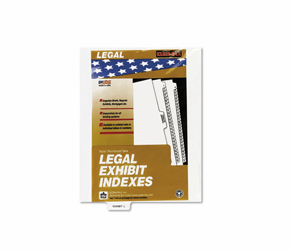 KLF81151 80000 Series Legal Index Dividers, Bottom Tab, Printed "Exhibit L", 25/Pack By KLEER-FAX