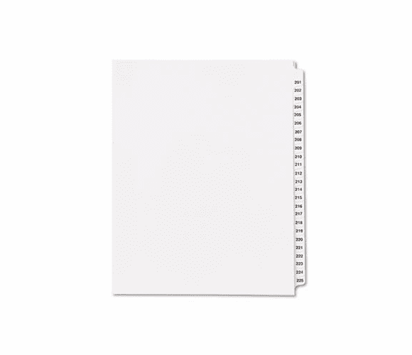 KLF83201 80000 Series Legal Index Divider Set, Side Tabs, Printed "201"-"225" By KLEER-FAX
