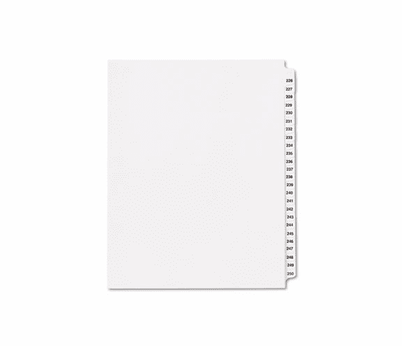 KLF83226 80000 Series Legal Index Divider Set, Side Tabs, Printed "226"-"250" By KLEER-FAX