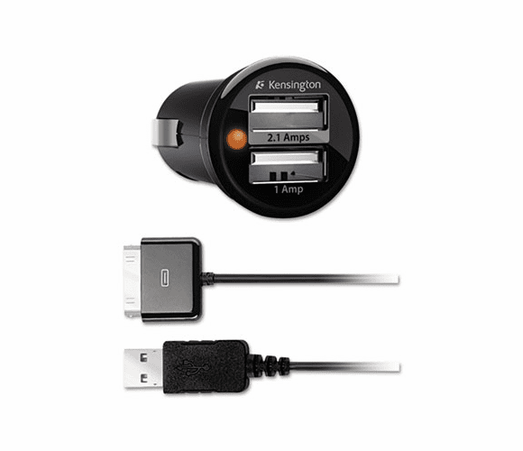 KMW33497 PowerBolt Duo Car Charger With 30-Pin/USB for Apple Devices By KENSINGTON