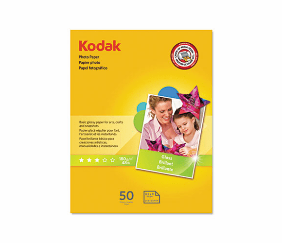 KOD1213719 Photo Paper, 6.5 mil, Glossy, 8-1/2 x 11, 50 Sheets/Pack By KODAK, EASTMAN, CO.