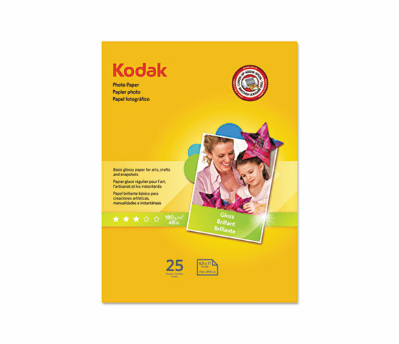 KOD1912369 Photo Paper, 44 lbs., Glossy, 8-1/2 x 11, 25 Sheets/Pack By KODAK, EASTMAN, CO.