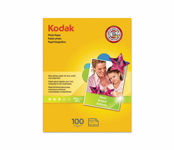 KOD8209017 Photo Paper, 6.5 mil, Glossy, 8-1/2 x 11, 100 Sheets/Pack By KODAK, EASTMAN, CO.