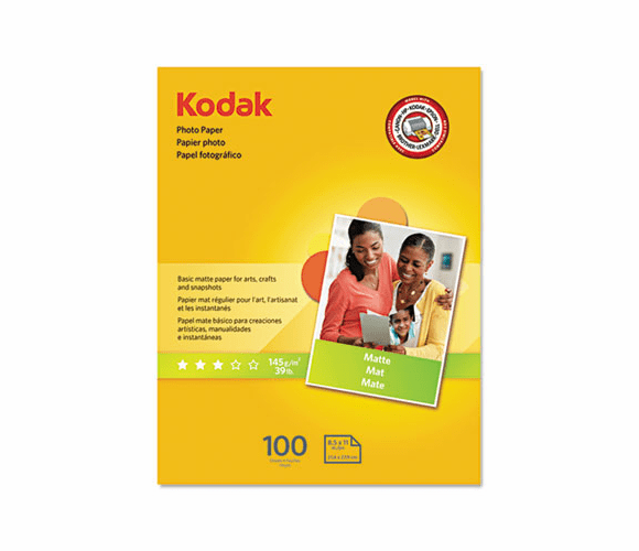 KOD8318164 Photo Paper, Matte, 7 mil, 8-1/2 x 11, 100 Sheets/Pack By KODAK, EASTMAN, CO.