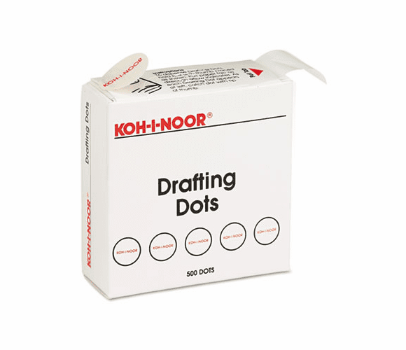 KOH25900J01 Adhesive Drafting Dots w/Dispenser, 7/8in dia, White, 500/Box By CHARTPAK/PICKETT
