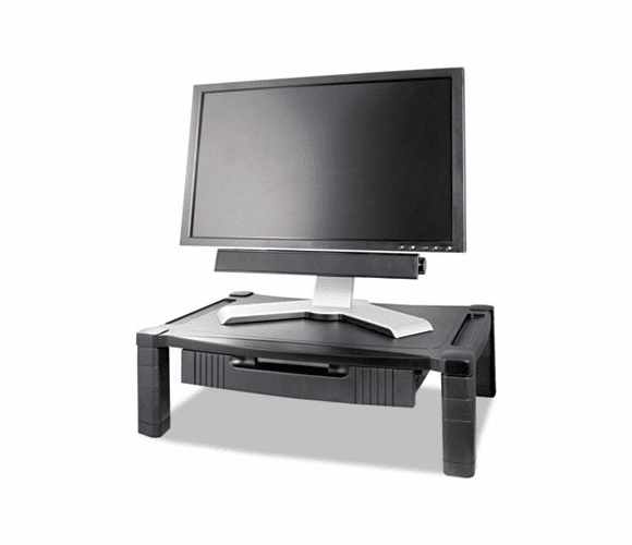 KTKMS520 Wide Two-Level Stand with Drawer, Height-Adjustable, 20 x 13 1/4, Black By KANTEK INC.