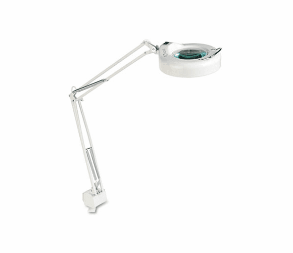 LEDL745WT Clamp-On Fluorescent Swing Arm Magnifier Lamp, 5" Lens, 42" Reach, White By LEDU CORP.