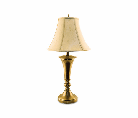 LEDL9002 Three-Way Incandescent Table Lamp with Bell Shade, Antique Brass Finish, 27" By LEDU CORP.