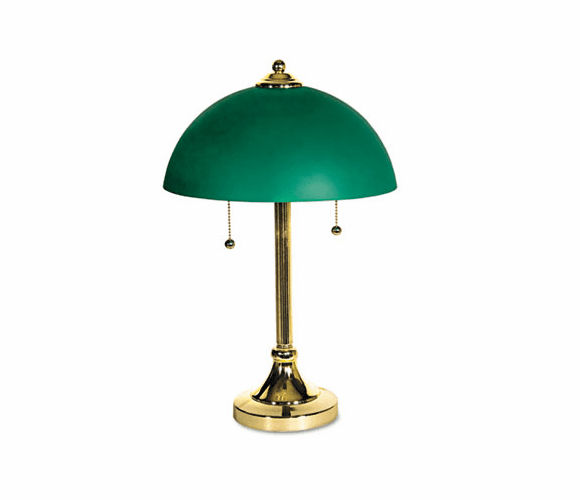 LEDL9030 Taylor Incandescent Desk Lamp, Brass-Plated Base, Green Glass Shade, 19 Inches By LEDU CORP.