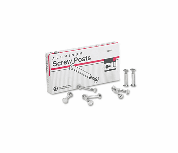 LEO3706L Post Binder Aluminum Screw Posts, 3/16" Diameter, 1" Long, 100/Box By CHARLES LEONARD, INC