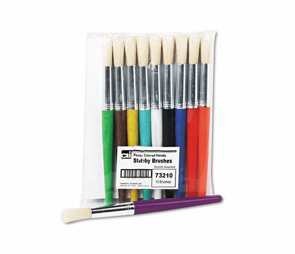 LEO73210 Stubby Brush Set, Natural Bristle, Round, 10/Set By CHARLES LEONARD, INC