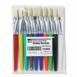 LEO73290 Stubby Brush Set, Natural Bristle, Flat, 10/Set By CHARLES LEONARD, INC