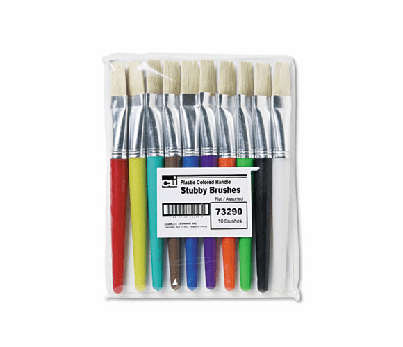 LEO73290 Stubby Brush Set, Natural Bristle, Flat, 10/Set By CHARLES LEONARD, INC