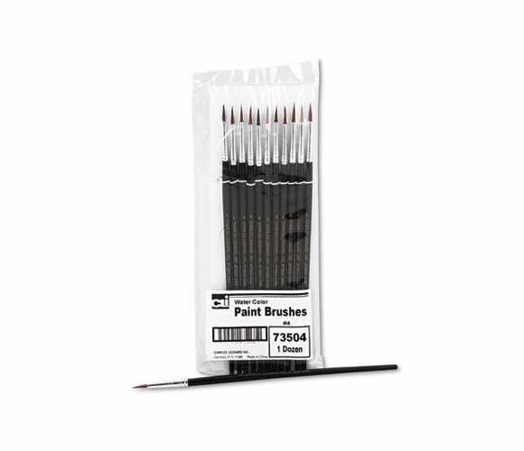 LEO73504 Artist Brush, Size 4, Camel Hair, Round, 12/Pack By CHARLES LEONARD, INC