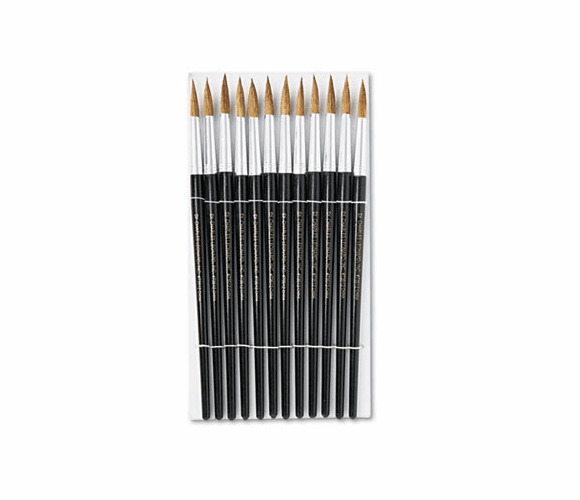 LEO73512 Artist Brush, Size 12, Camel Hair, Round, 12/Pack By CHARLES LEONARD, INC