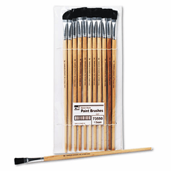 LEO73550 Long Handle Easel Brush, Size 12, Natural Bristle, Flat, 12/Pack By CHARLES LEONARD, INC