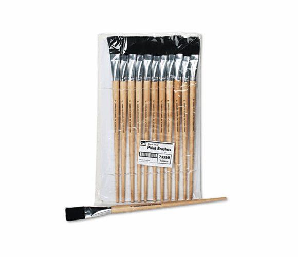 LEO73599 Long Handle Easel Brush, Size 22, Natural Bristle, Flat, 12/Pack By CHARLES LEONARD, INC