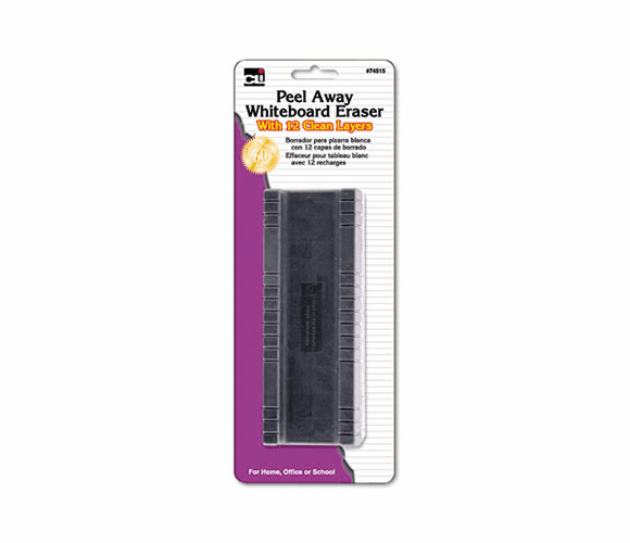 LEO74515 Peel-Away Dry Erase Board Eraser w/12 Disposable Pads, Felt, 5" By CHARLES LEONARD, INC
