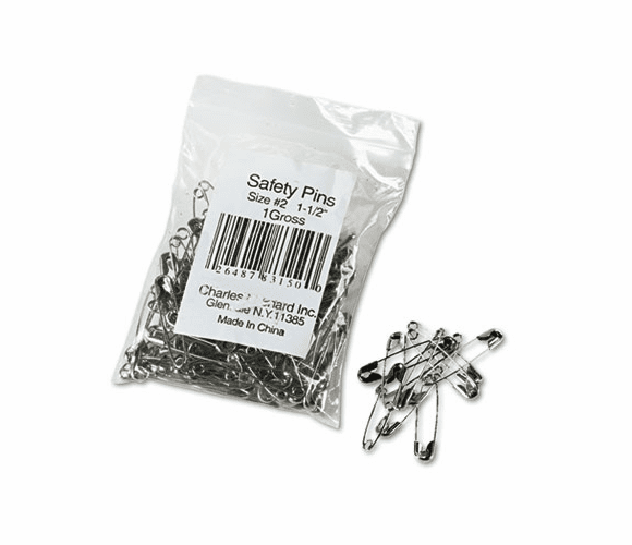 LEO83150 Safety Pins, Nickel-Plated, Steel, 1 1/2" Length, 144/Pack By CHARLES LEONARD, INC