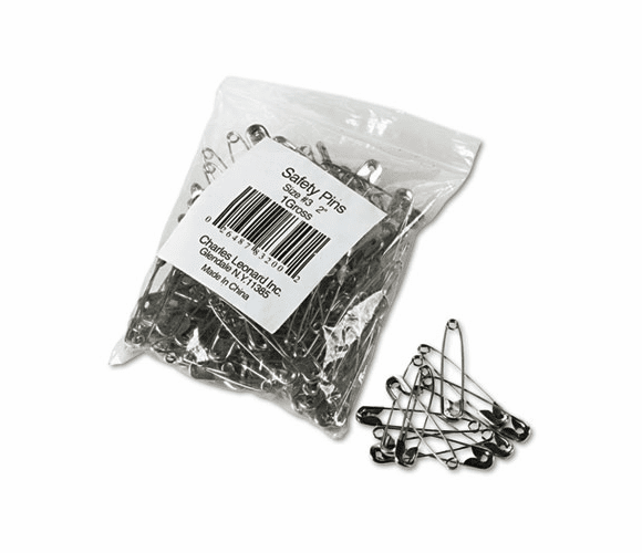LEO83200 Safety Pins, Nickel-Plated, Steel, 2" Length, 144/Pack By CHARLES LEONARD, INC