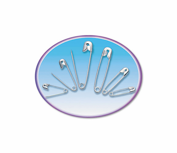 LEO83450 Safety Pins, Nickel-Plated, Steel, Assorted Sizes, 50/Pack By CHARLES LEONARD, INC