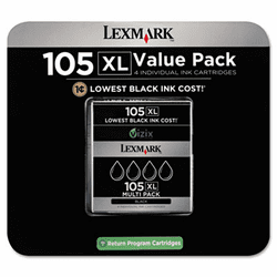 LEX14N0843 14N0843 (105XL) High-Yield Ink, 510 Page-Yield, 4/Pk, Black By LEXMARK INT'L, INC.