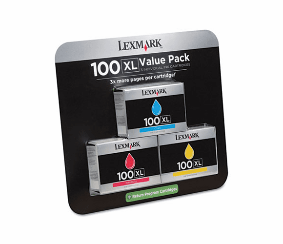 LEX14N1188 14N1188 (100XL) High-Yield Ink, 3/Pack, 600 Page-Yield, Cyan, Magenta, Yellow By LEXMARK INT'L, INC.