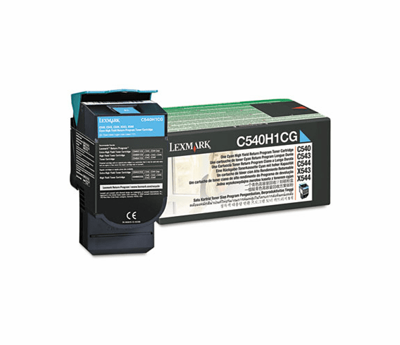 LEXC540H1CG C540H1CG High-Yield Toner, 2000 Page-Yield, Cyan By LEXMARK INT'L, INC.
