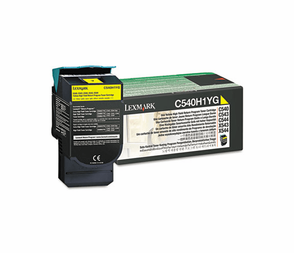 LEXC540H1YG C540H1YG High-Yield Toner, 2000 Page-Yield, Yellow By LEXMARK INT'L, INC.