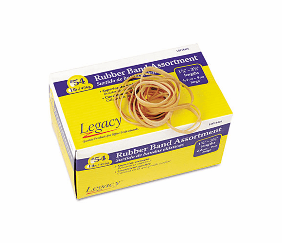LOP14425 Rubber Bands, #54, Assorted Sizes, Approximately 650, 1 lb Box By LEGACY OFFICE PRODUCTS