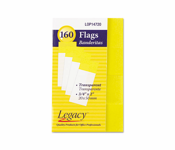 LOP14720 Page Flags with Wallet Holder, Transparent/Yellow, 3/4 in, 160/Pack By LEGACY OFFICE PRODUCTS