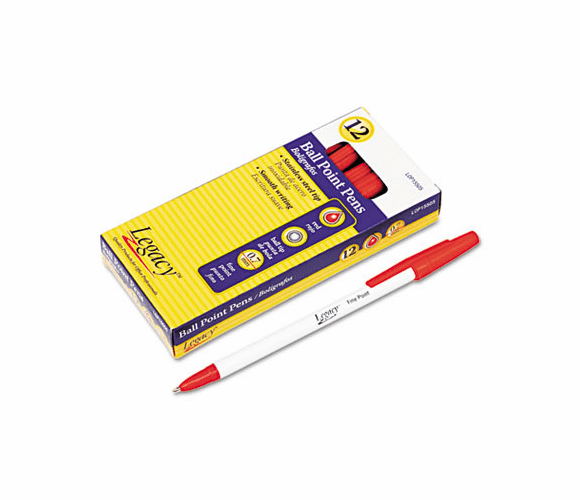 LOP15505 Standard Ballpoint Stick Pen, Red Ink, Fine, Dozen By LEGACY OFFICE PRODUCTS
