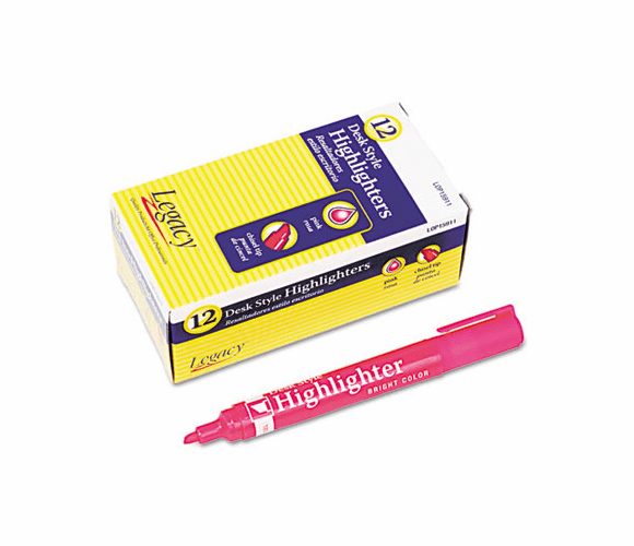 LOP15911 Barrel Style Highlighter, Pink, Chisel Tip By LEGACY OFFICE PRODUCTS