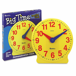 LRNLER2094 Big Time Learning Clocks 12-Hour Demonstration Clock for Grades K-4 By LEARNING RESOURCES