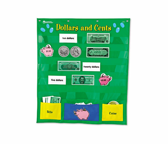 LRNLER2283 Dollars and Cents Pocket Chart, 26 x 30 By LEARNING RESOURCES