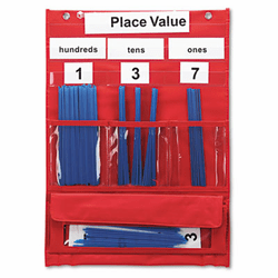 LRNLER2416 Counting and Place Value Pocket Chart with Cards, Straws, 13 x 17 3/4 By LEARNING RESOURCES