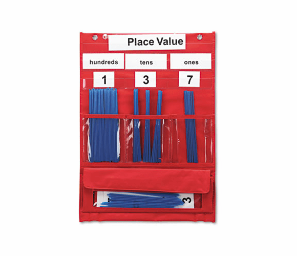 LRNLER2416 Counting and Place Value Pocket Chart with Cards, Straws, 13 x 17 3/4 By LEARNING RESOURCES
