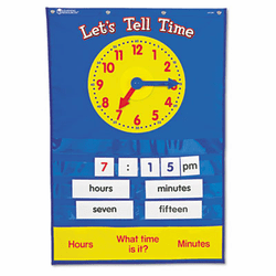 LRNLER2991 Teaching Time Pocket Chart with 67 Cards, 23 x 34 By LEARNING RESOURCES
