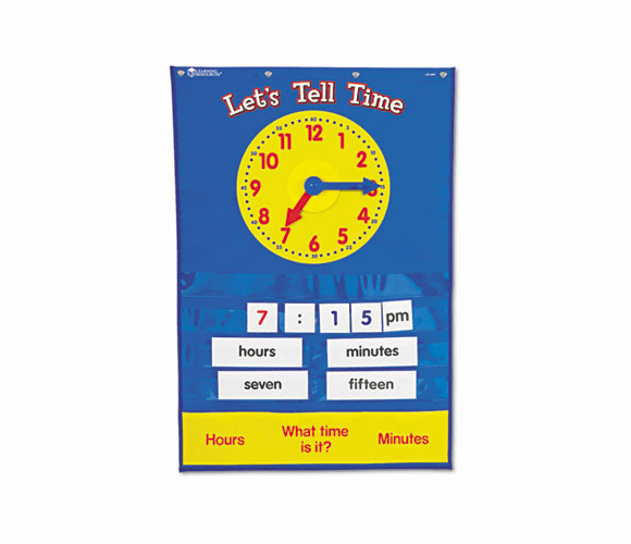 LRNLER2991 Teaching Time Pocket Chart with 67 Cards, 23 x 34 By LEARNING RESOURCES