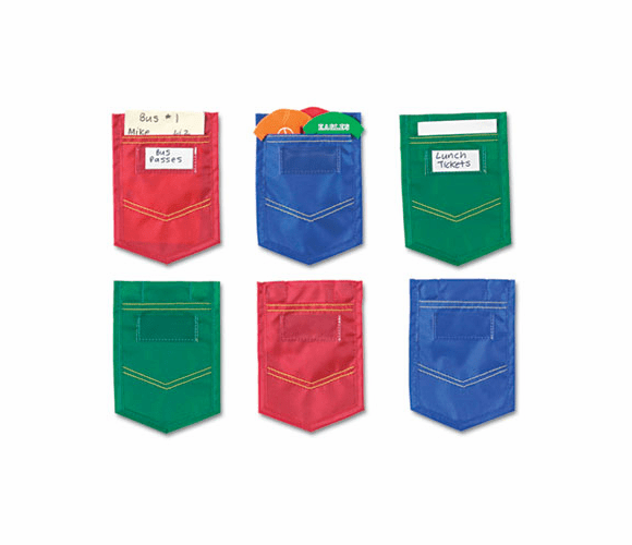 LRNLER6445 Mini Pockets, Blue, Red, Green, 4 x 6, 6/Pack By LEARNING RESOURCES