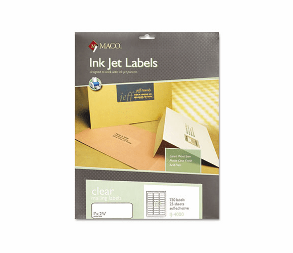 MACIJ4000 Matte Clear Address Labels, 1 x 2 5/8, 750/Pack By CHARTPAK/PICKETT