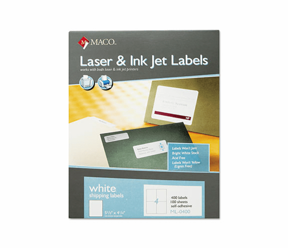 MACML0400 White All-Purpose Labels, 5 1/2 x 4 1/4, 400/Box By CHARTPAK/PICKETT