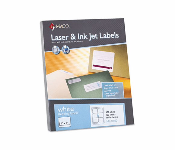 MACML0600 White All-Purpose Labels, 3 1/3 x 4, 600/Box By CHARTPAK/PICKETT