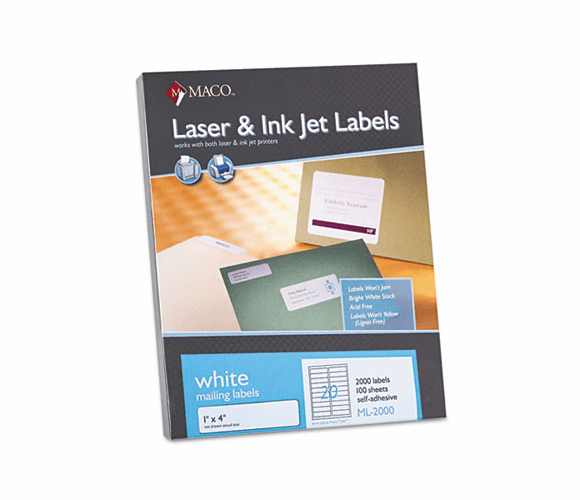 MACML2000 White All-Purpose Labels, 1 x 4, 2000/Box By CHARTPAK/PICKETT