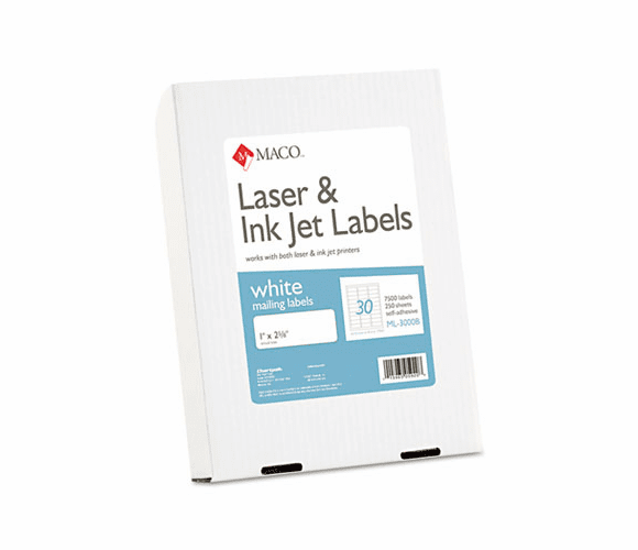 MACML3000B White All-Purpose Labels, 1 x 2-5/8, 7500/Box By CHARTPAK/PICKETT